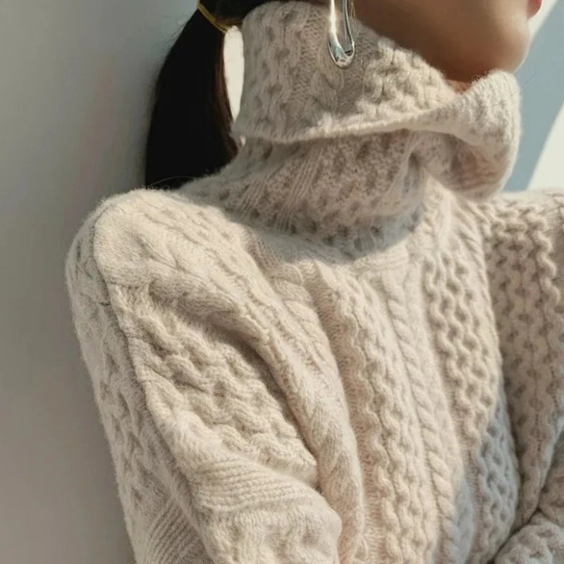 Norvielle Damen Rollkragenpullover Figurbetonter Winterkomfort