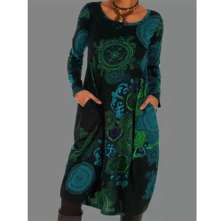 Damen Winterkleid Midi Elegantes Wollkleid