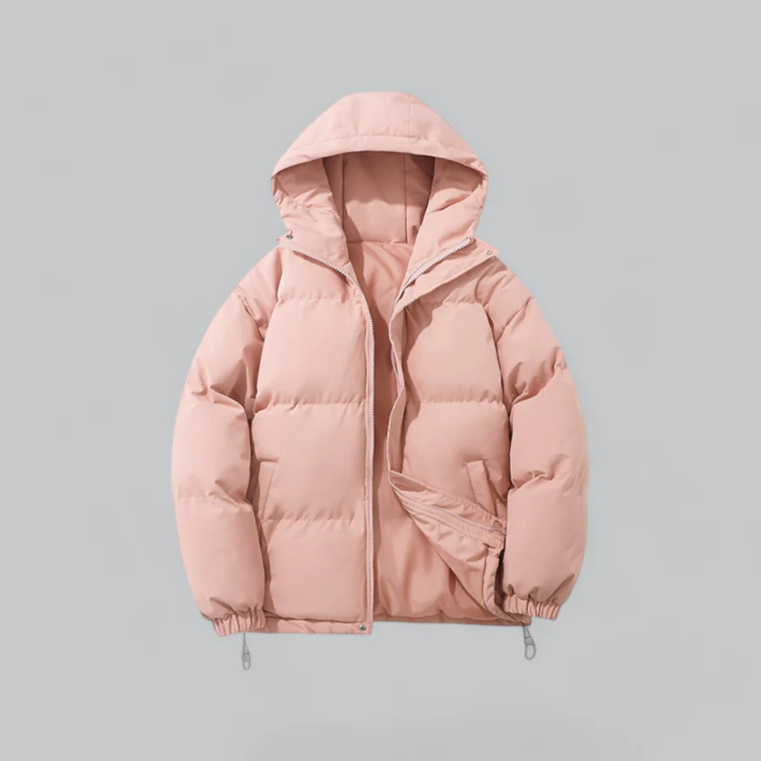 Unisex Daunenjacke Pufferjacke mit Kapuze und Reißverschluss