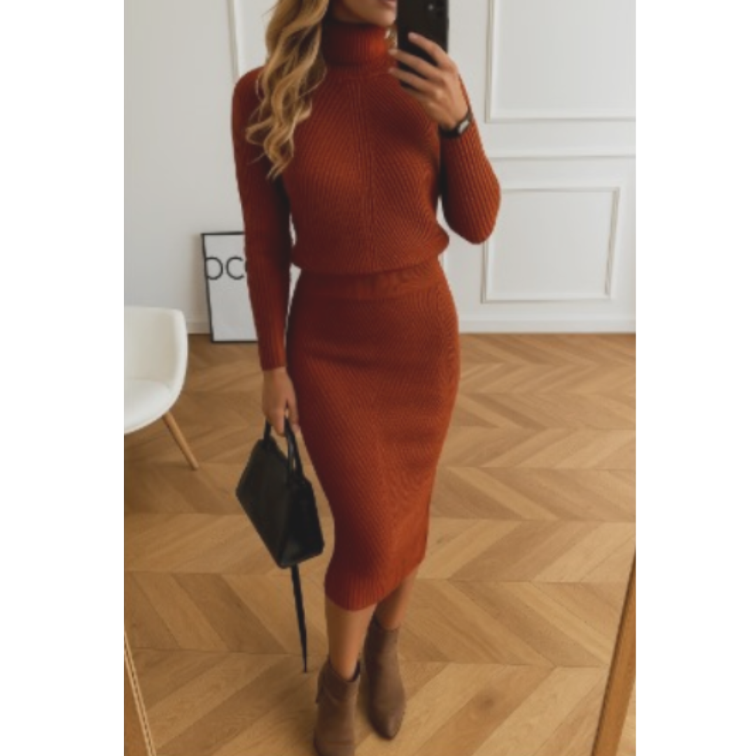 Damen Midi-Sweaterkleid Bequem Stilvoll
