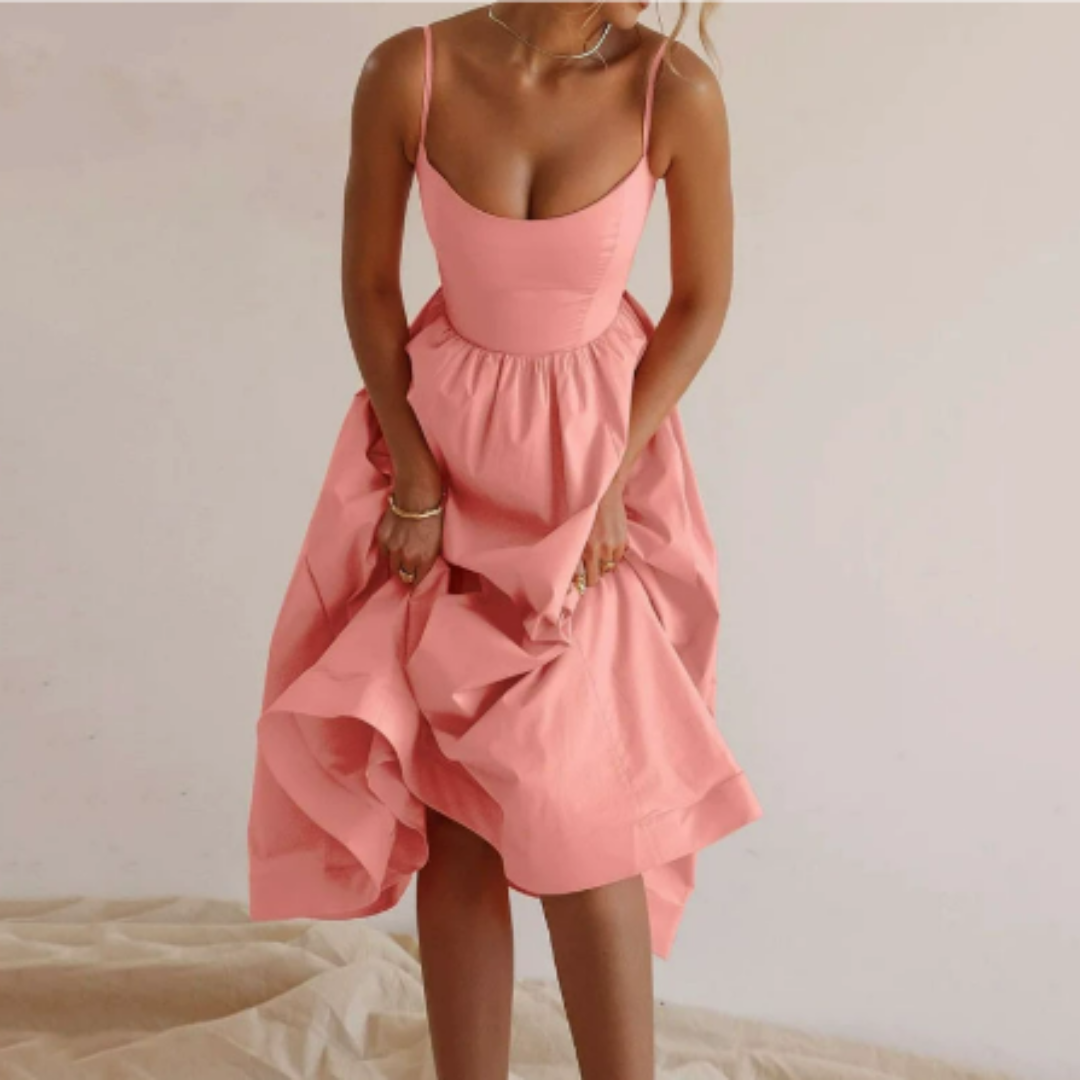 Damen A-Linien Kleid Ärmellos Midi