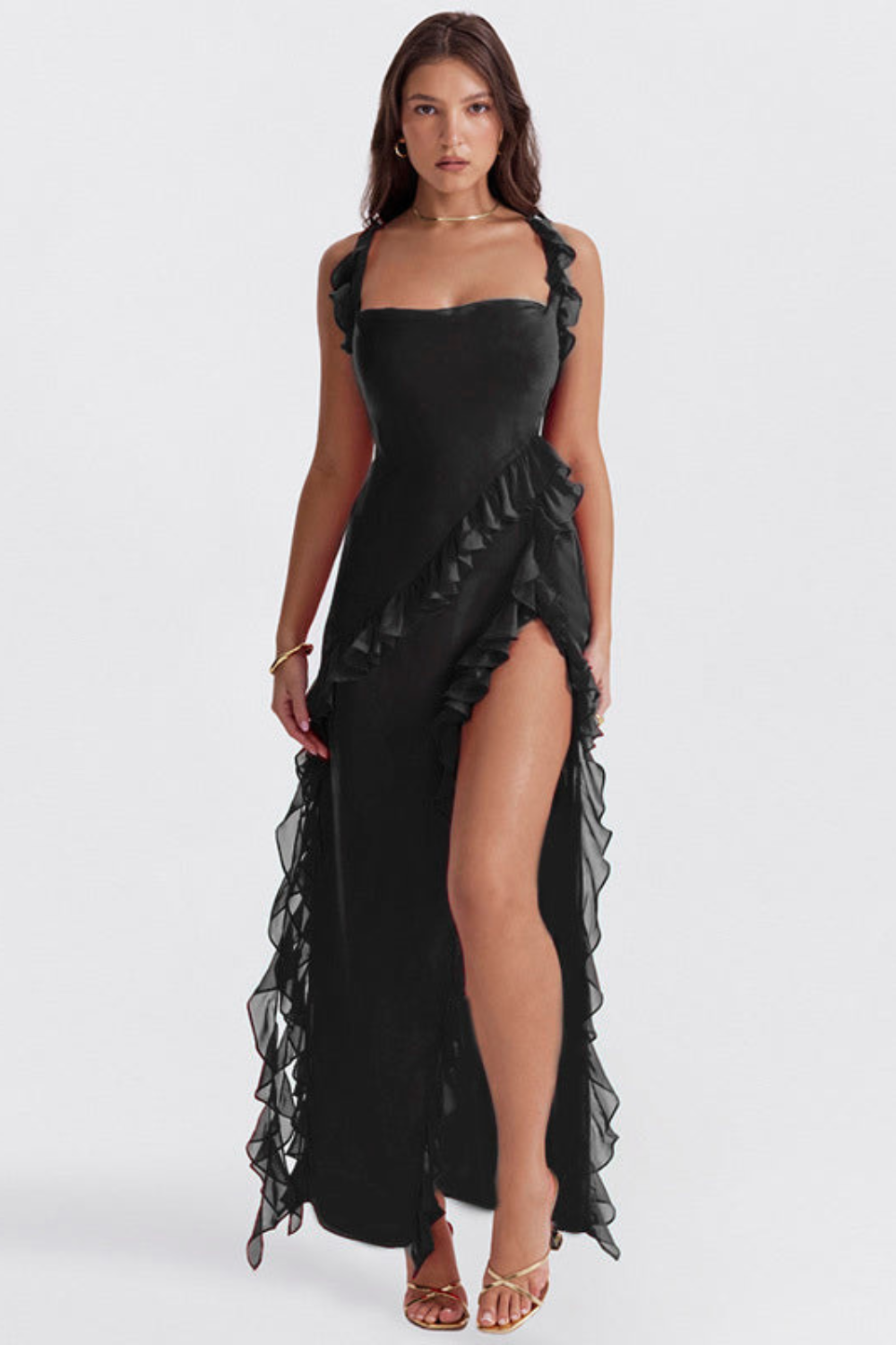 Noémie Damenkleid Volant Ausschnitt