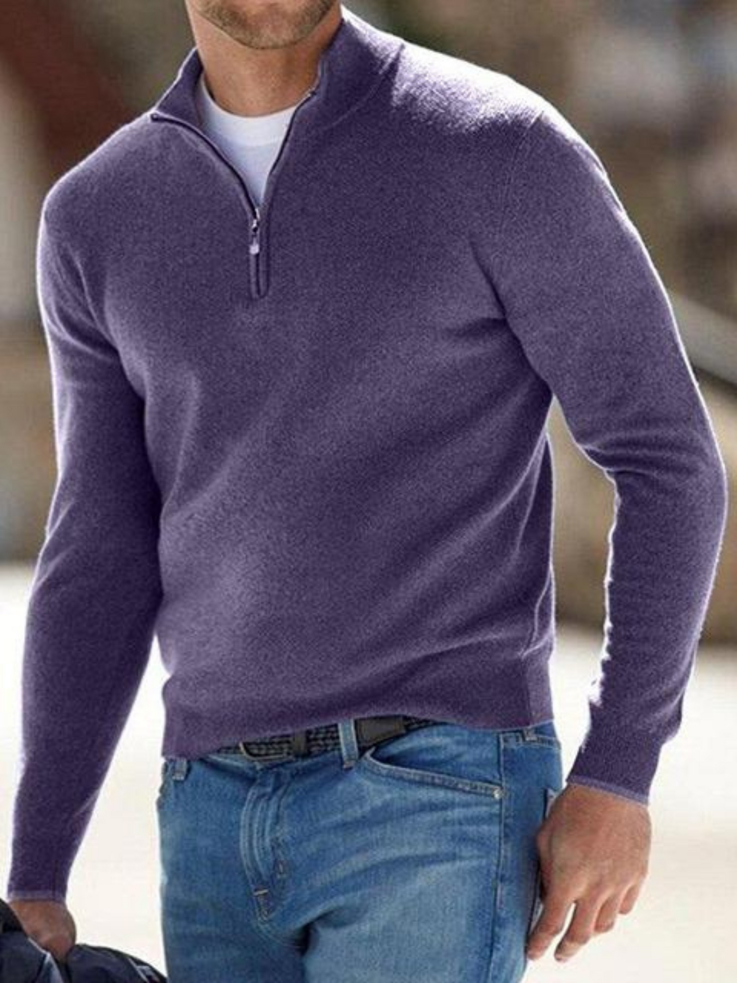 Herrenpullover V-Ausschnitt Gestrickt Regulär
