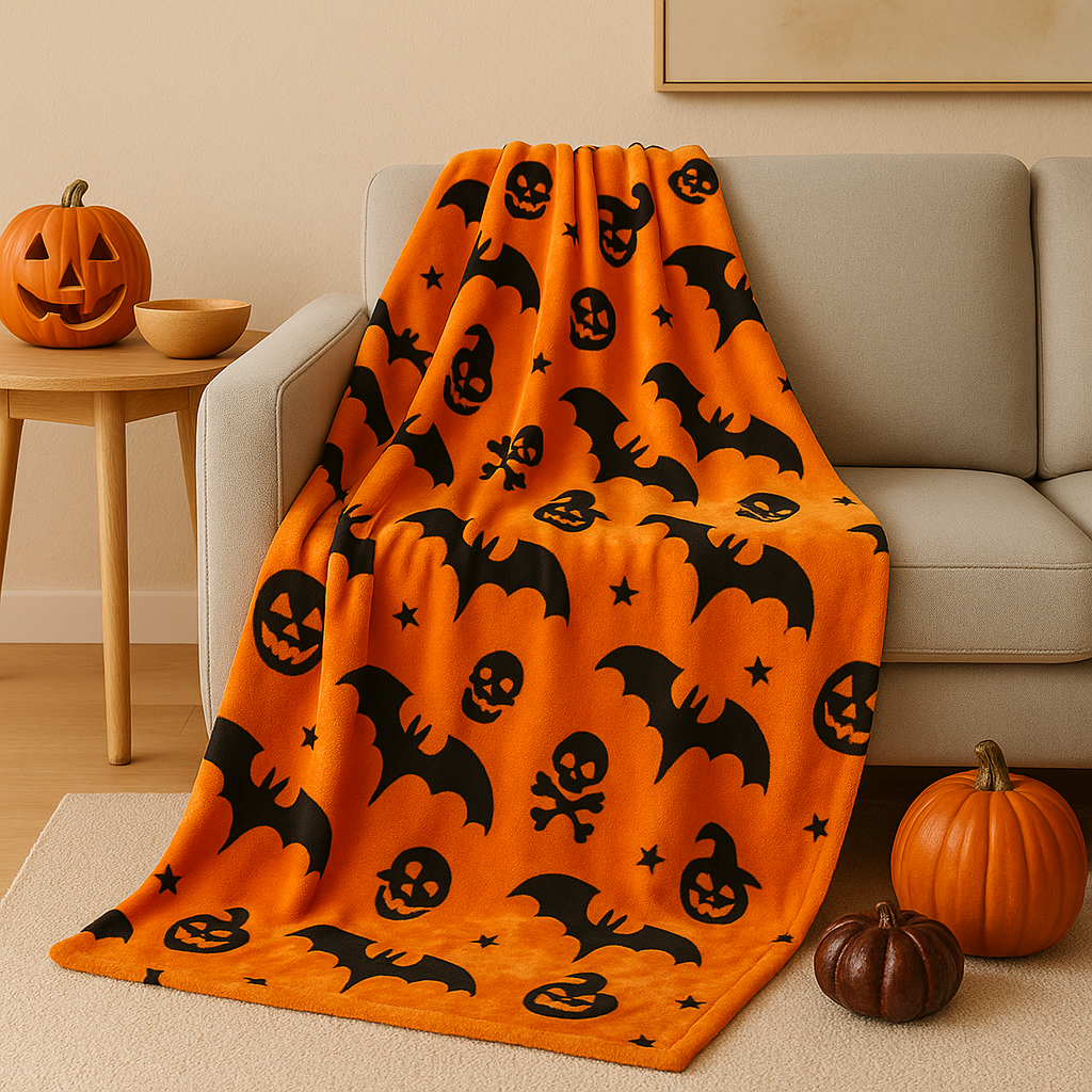 Halloween Wurfdecke Totenkopf Orange