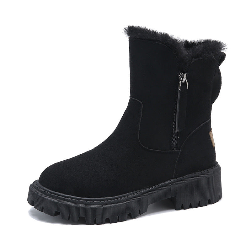 Damen Winterstiefeletten Wildleder Rutschfeste Sohle