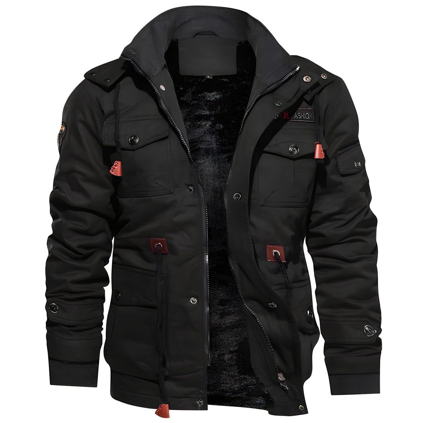 Herren Wasserdichte Jacke Kapuze Fleece-Futter