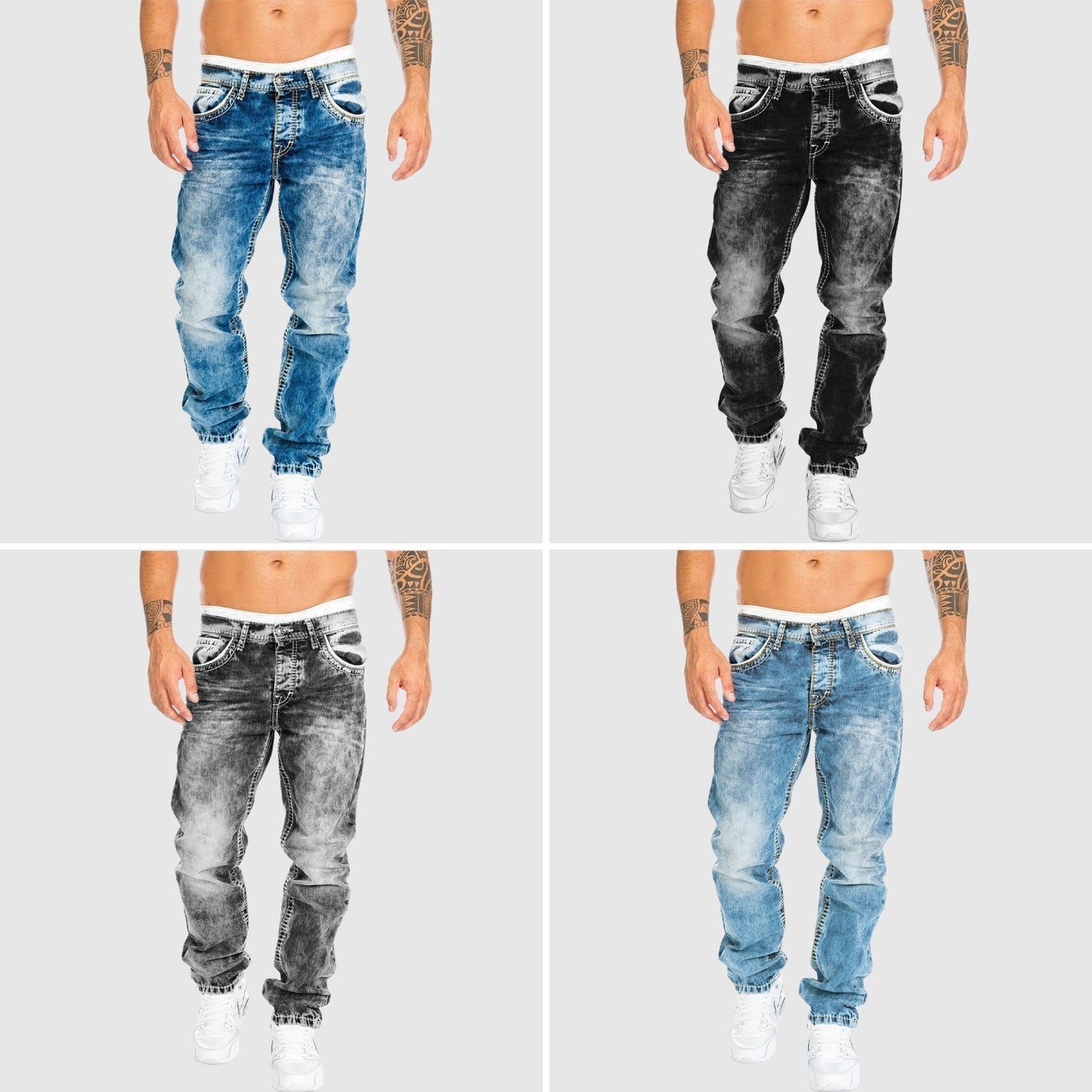 Herren Weite Jeans Verwaschen
