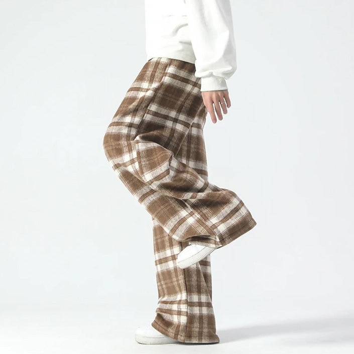 Weite Hosenbeine - Kariert - Relaxed Fit - Loose Fit Hosen - Herrenhosen-Chaps Herrenmode