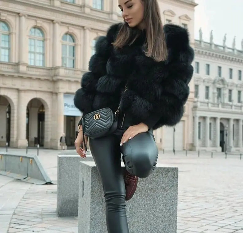 Damen Winterjacke Faux Fur Elegant