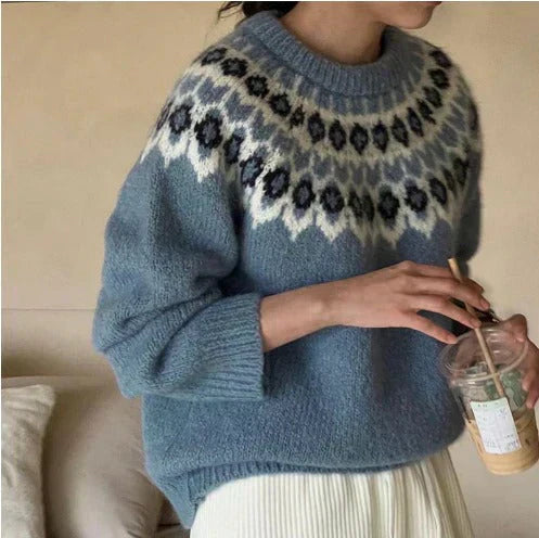 Damen Stylischer Jacquard Pullover - Norvielle
