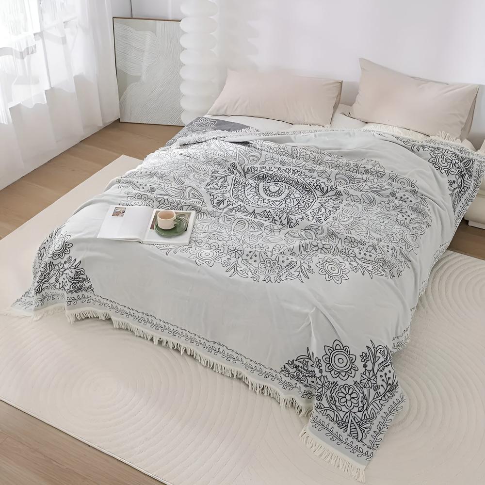 Scandi Chic Damen Baumwolldecke Weich Beige