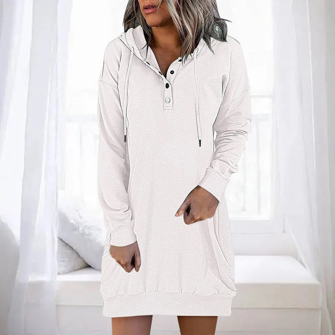Damen Sweatshirt-Kleid mit Kapuze Grau