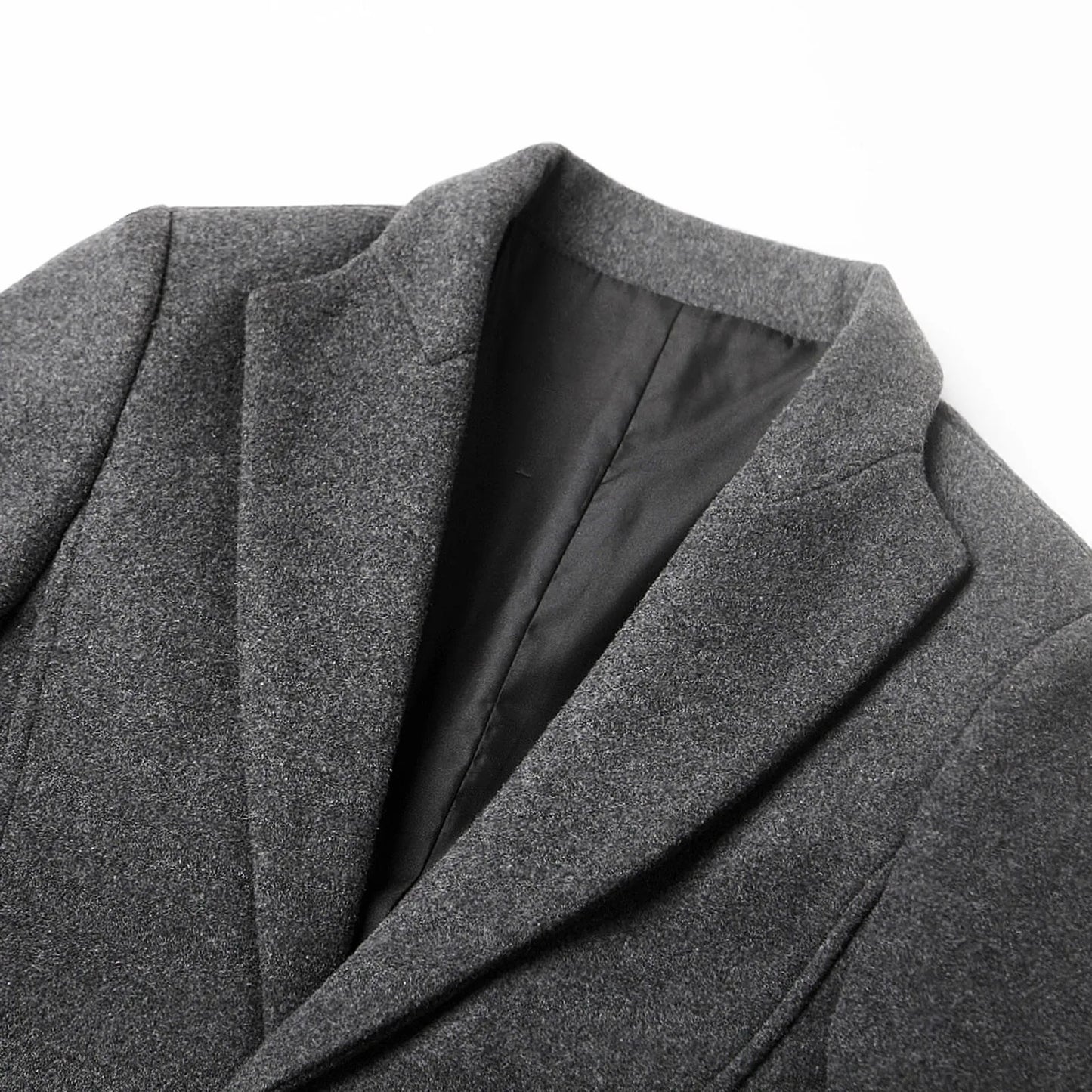 Winter-Trenchcoat | Einreihig | Revers | Mantel aus Wollmischung | Herrenjacke-Chaps Herrenmode