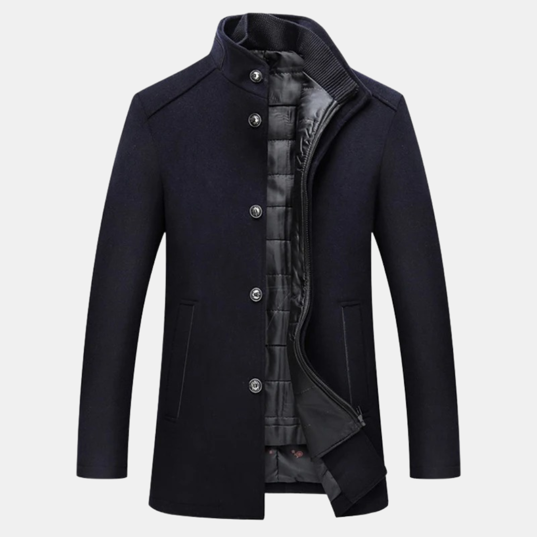 Winterjacke - Herren Steppjacke aus Wollgemisch mit Innenfutter-Marineblau-XS-Chaps Herrenmode