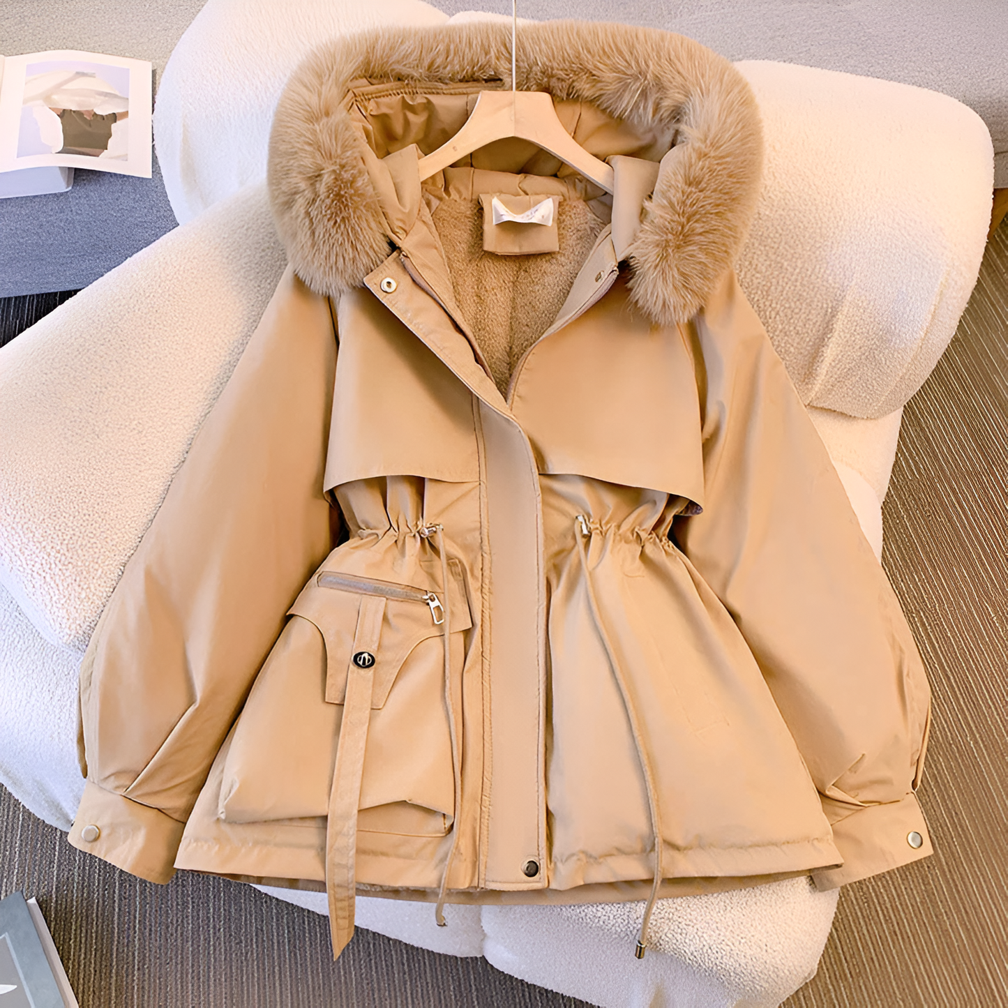 Damen Winterjacke Lange Kapuzen Warm
