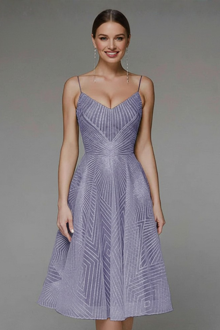 Damen Midikleid Spaghettiträger A-Linie