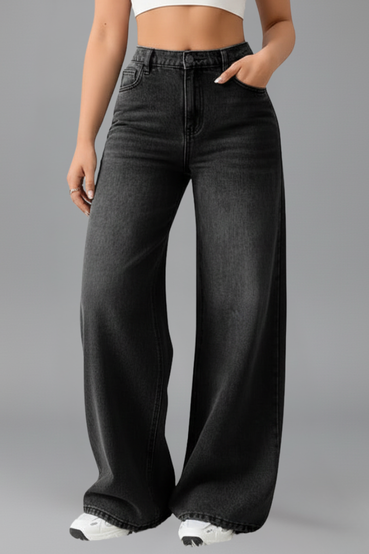 Damen High-Rise Wide-Leg Jeans Denim