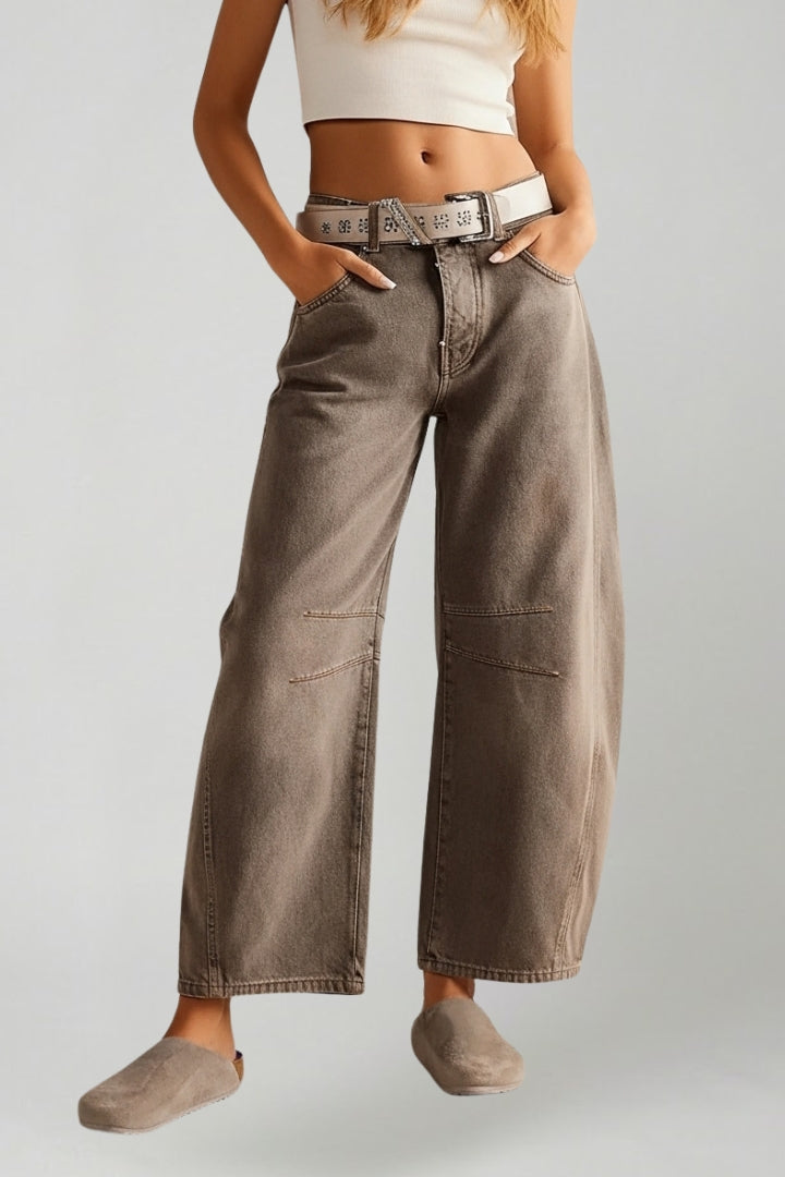 Damen Hochtaillierte Stretch Jeans Weite