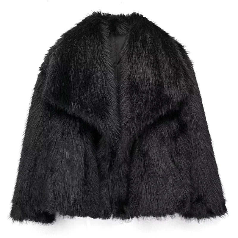 Damen Kunstpelzjacke Kurz Flauschig Winterjacke