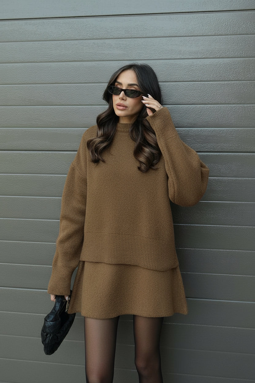 Damen Langarm Pullover Rock Set