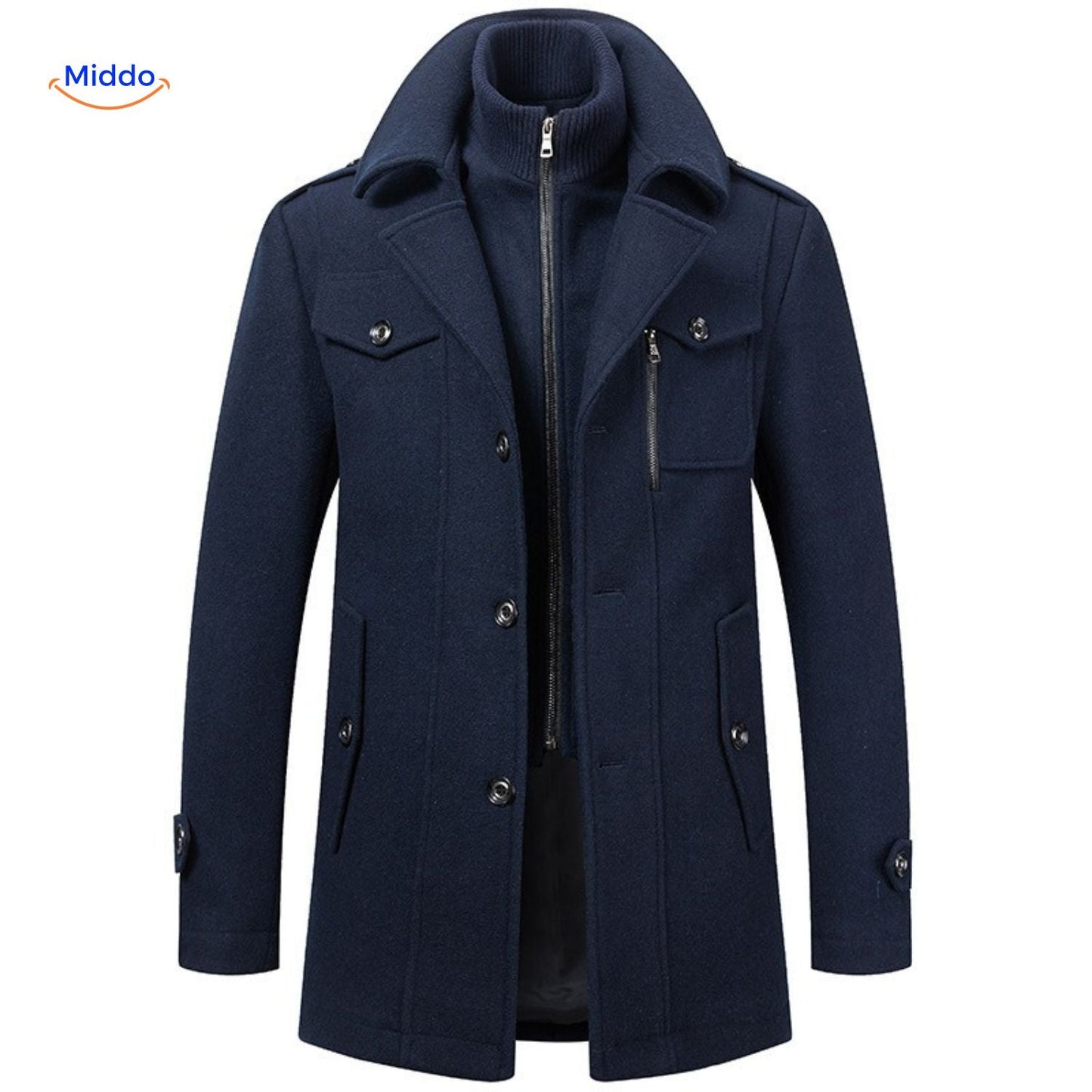 Herren Trenchcoat Doppelkragen Lang Peaky Blinders Stil Beige