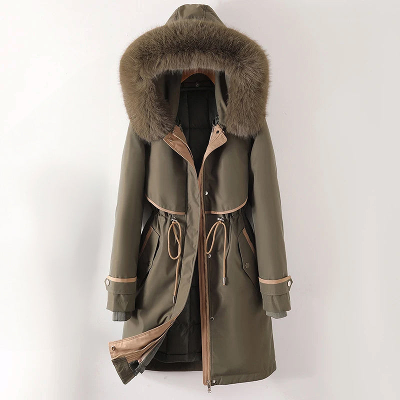 Damen Wintermantel Warm Mit Großer Kapuze