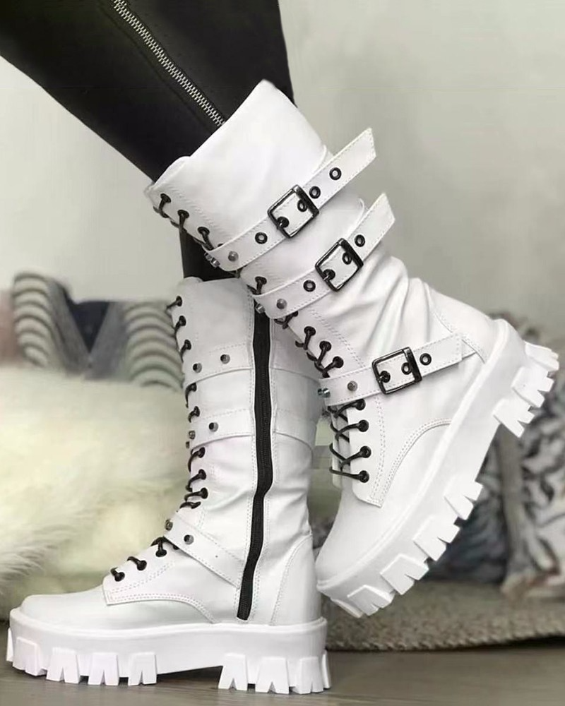 Ceridwynn Damen Military Stiefel Leder Schnürung