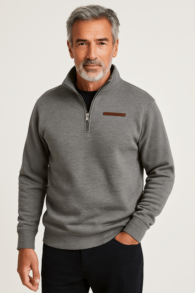 Herren Sport Sweatshirt Reißverschluss Stehkragen Warm