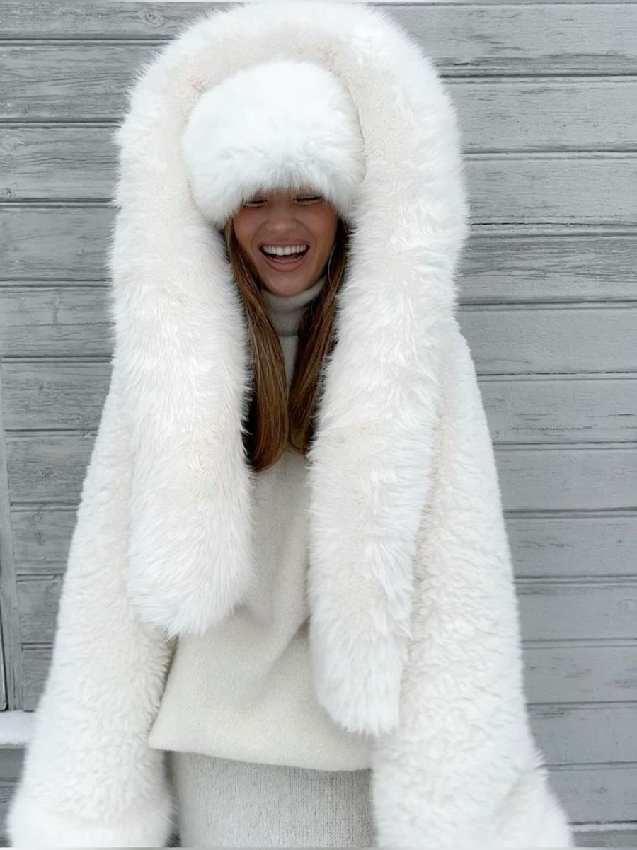 Elyra Damen Faux-Fur-Jacke mit Kapuze