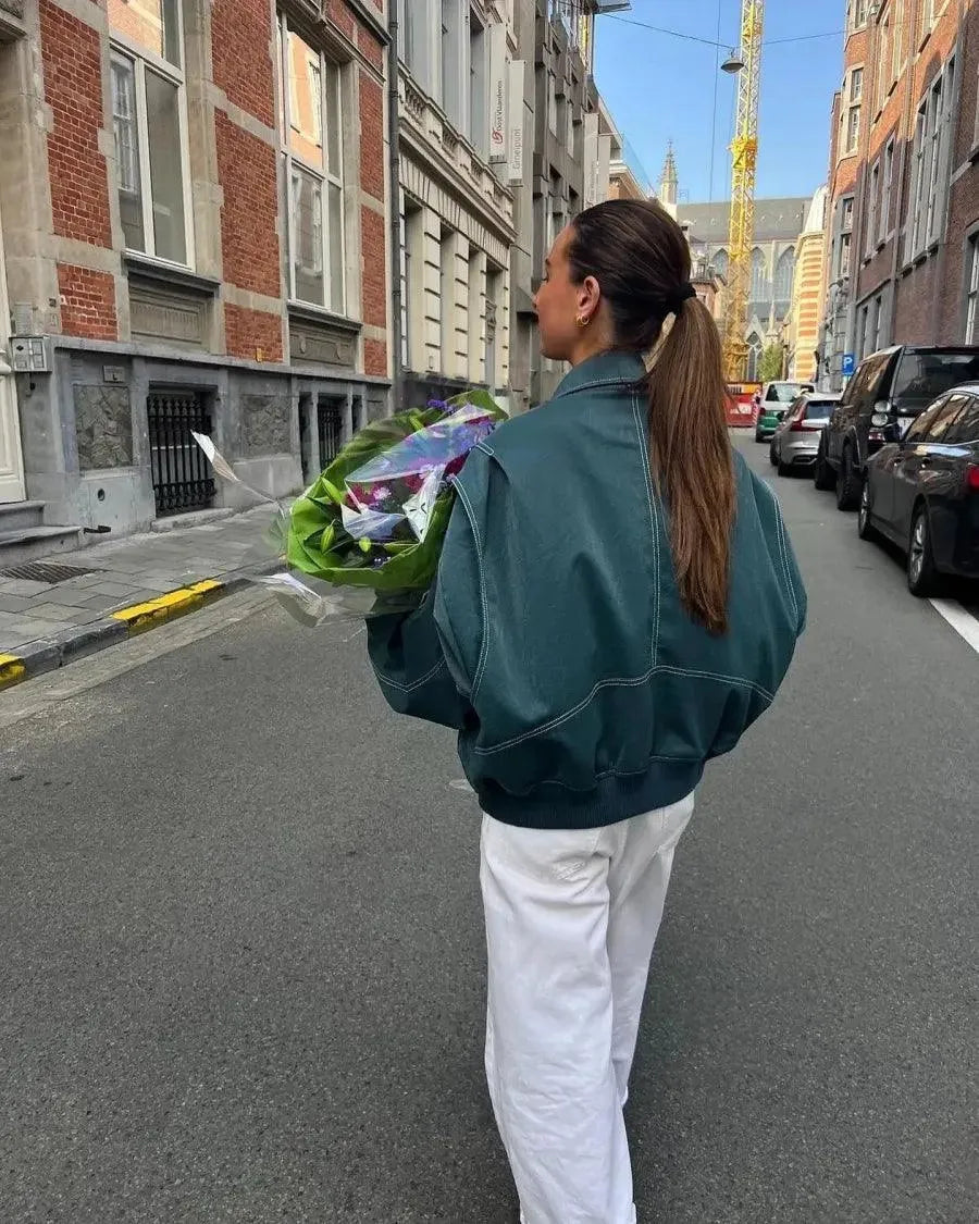 Damen Oversize Jacke Lässig Komfort