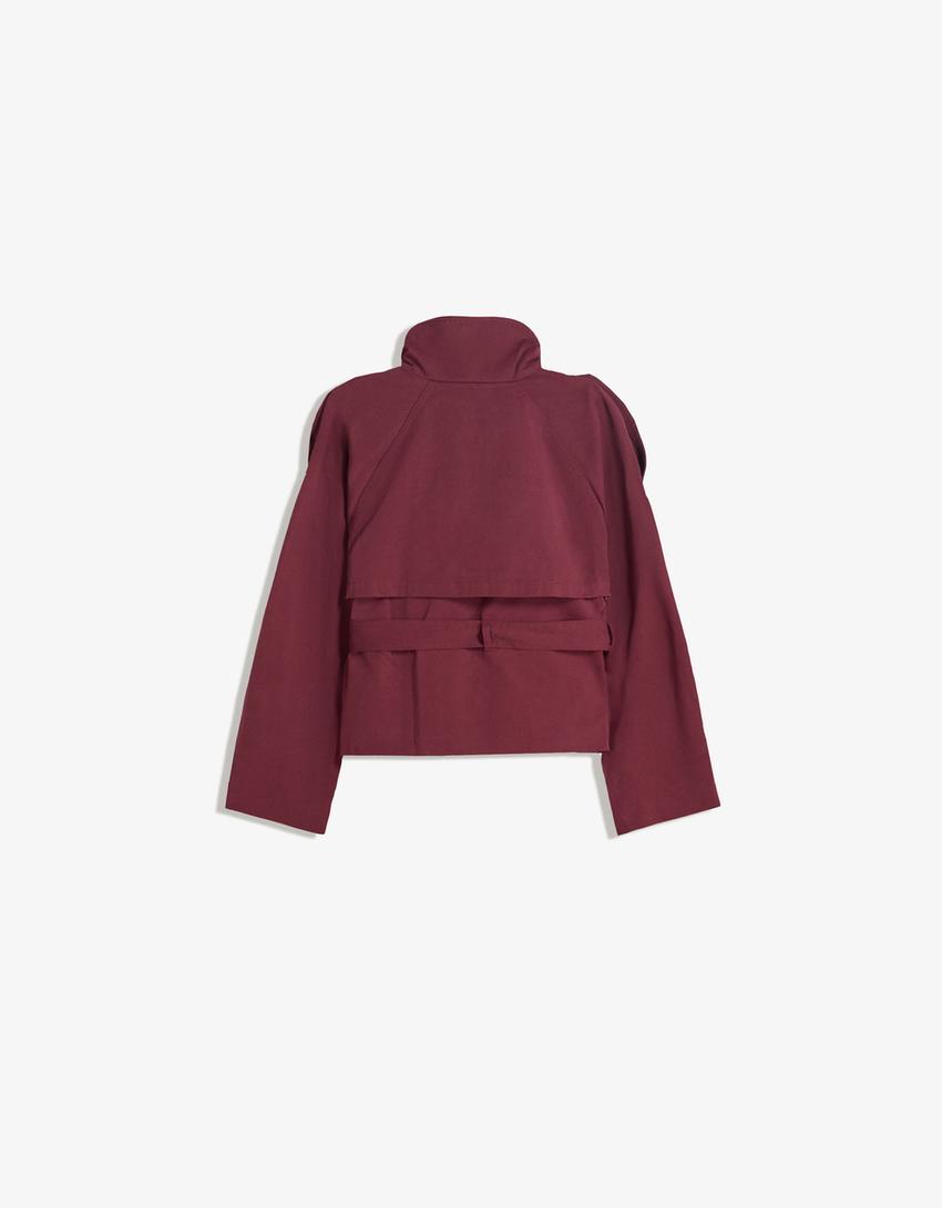 Damen Kurztrenchcoat Taillengürtel Elegantes Design