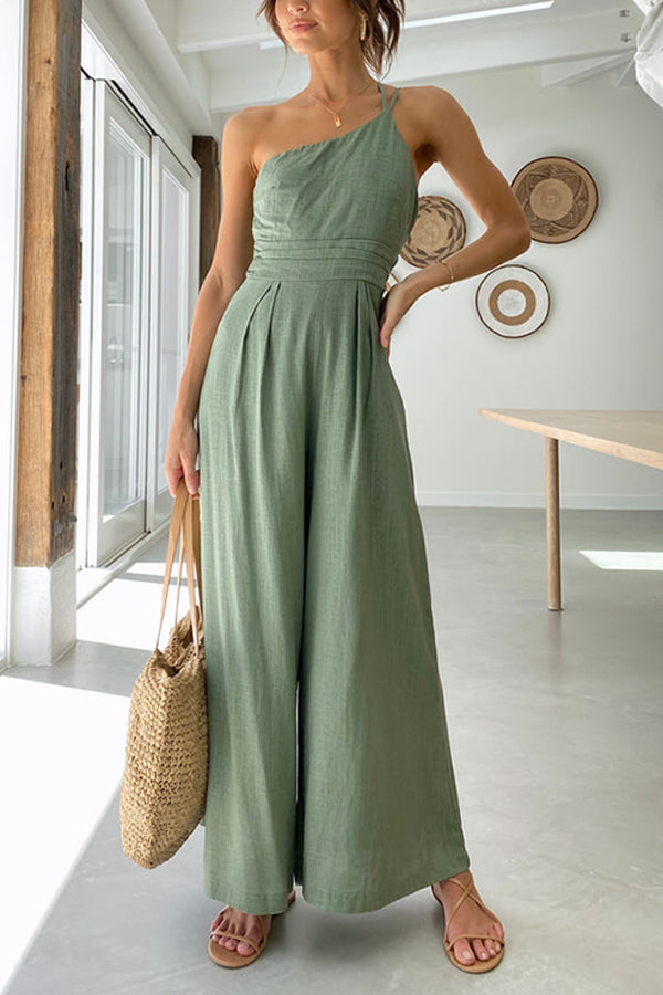 Norvielle Damen Ein-Schulter-Jumpsuit