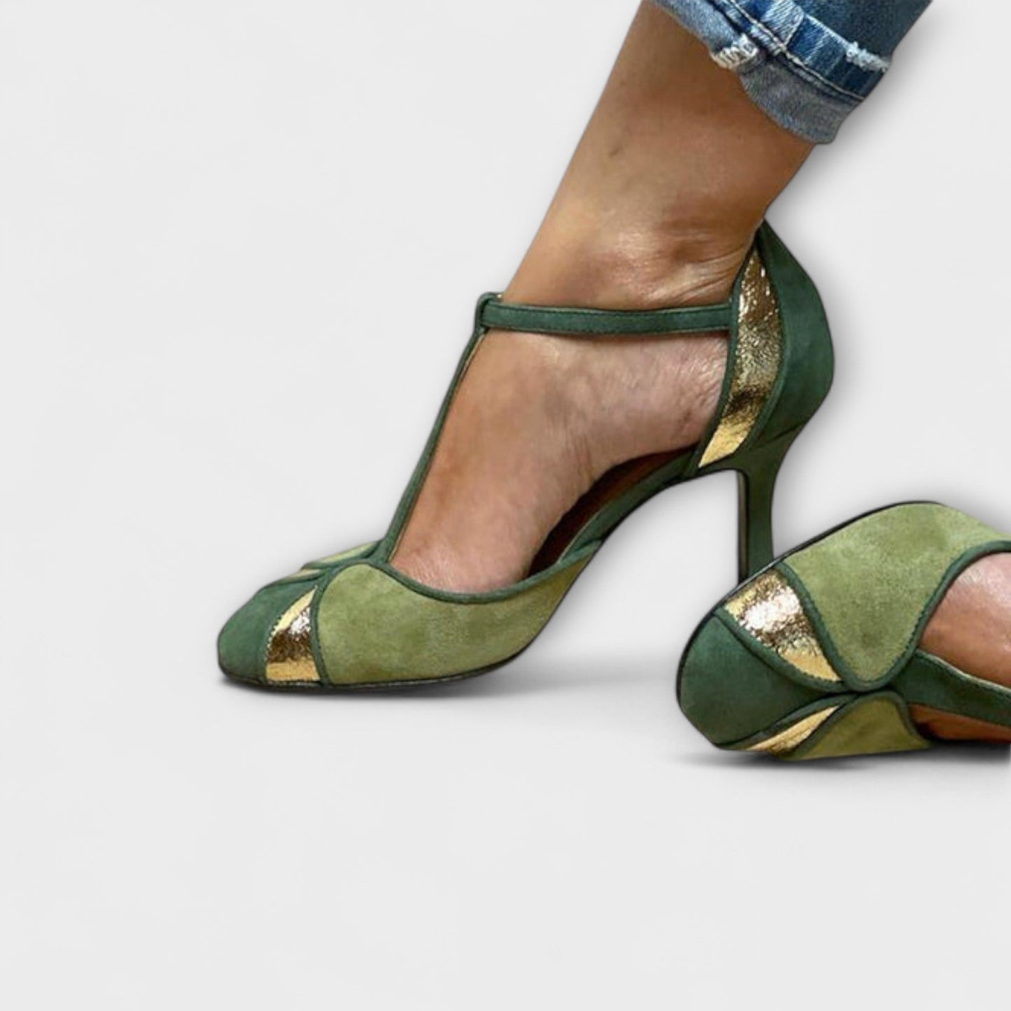 Damen Sandalen Patchwork T-Strap Geschlossene Zehe