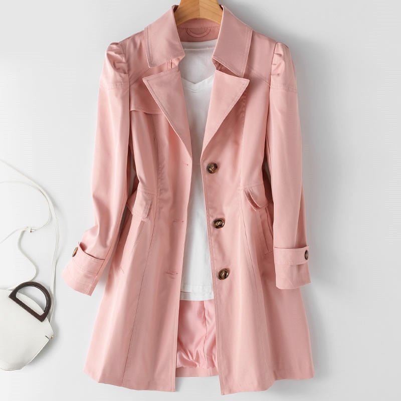 Norvielle Damen Trenchcoat Klassisch Wasserabweisend Beige