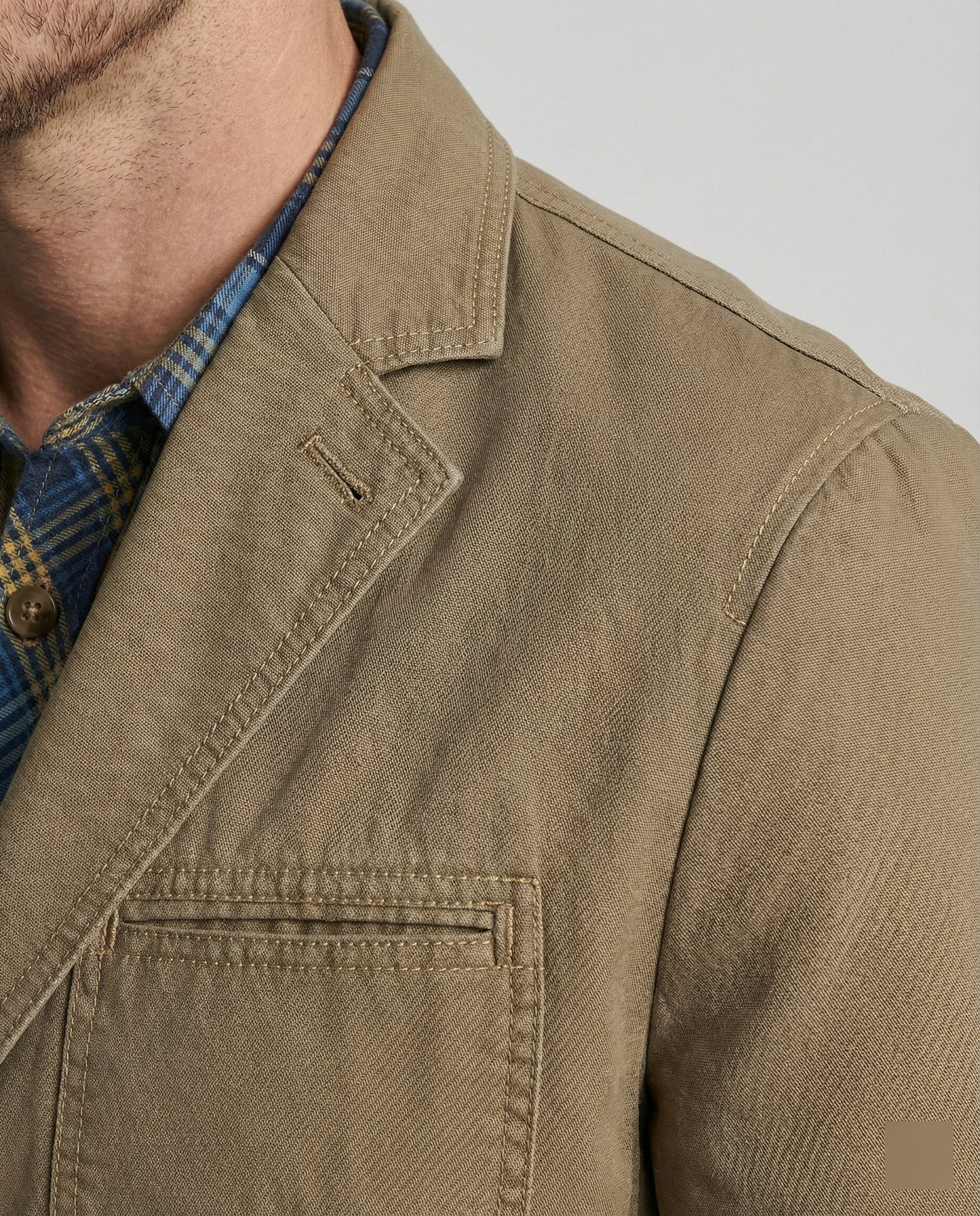Herren Blazer Baumwolle Leicht Beige