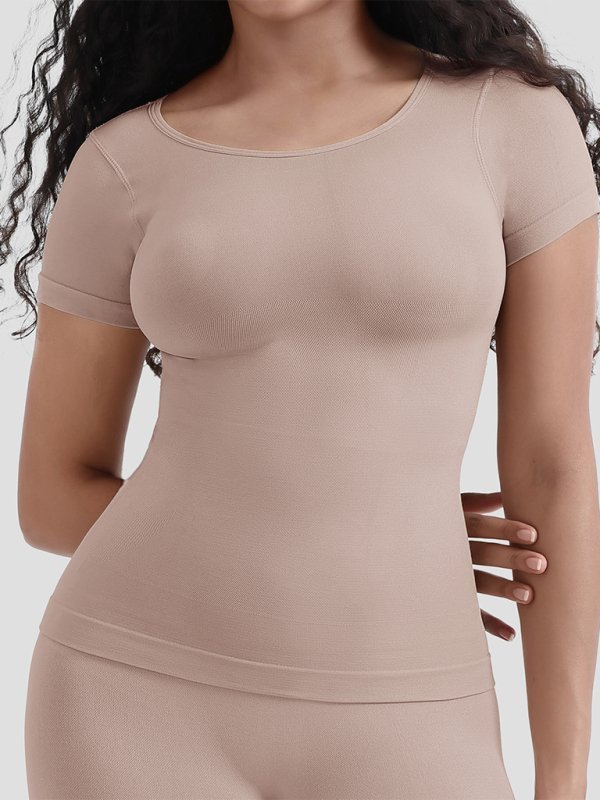 Damen Shaping T-Shirt Kurzärmelig Nahtlos