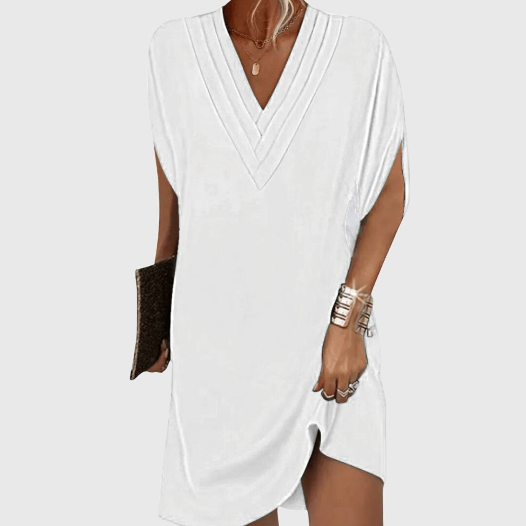 Damen V-Ausschnitt Mini Kleid Lockeres Design