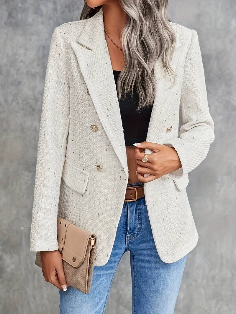 Damen Blazer Tweed Elegant Beige