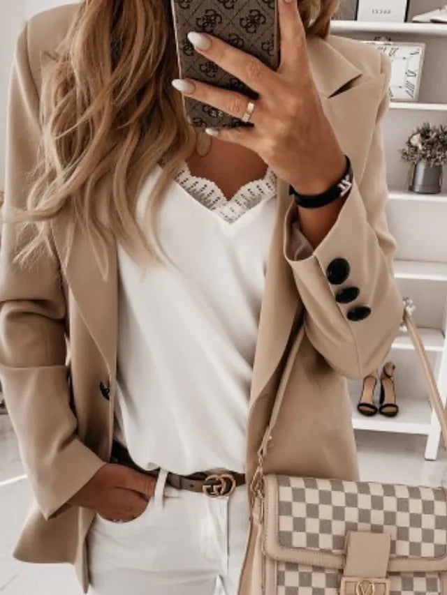 Norvielle Herren Blazer Ein-Knopf Lässig