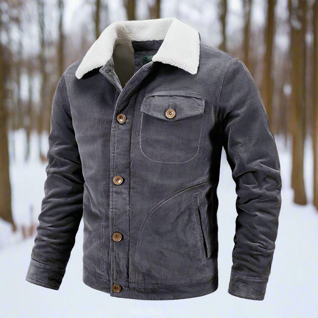 Herren Cordjacke Klassischer Fit Shearling-Kragen