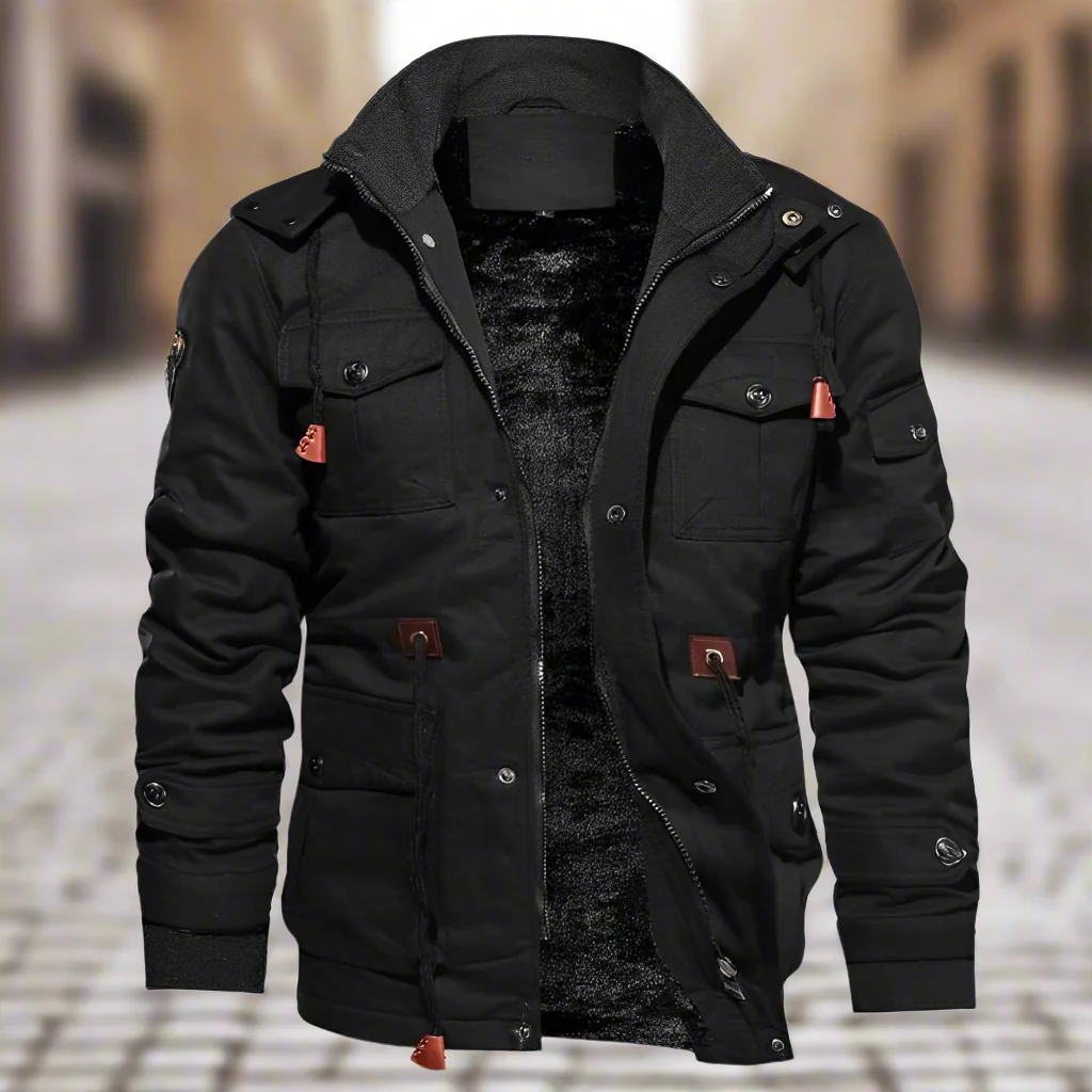 Herren Bomberjacke Baumwoll Obermaterial Fleece Futter Kapuze