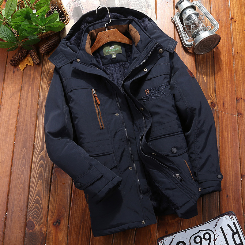 Herren Winterparka Fleece Winddicht Verstellbare Kapuze