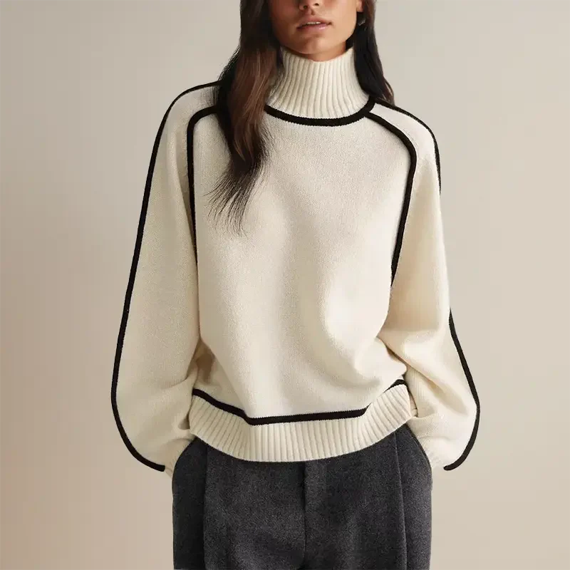 Norvielle Damen Pullover Sweatshirt Wollmischung Relaxed Fit