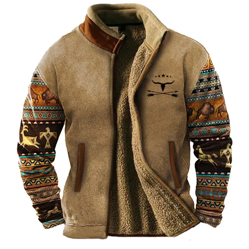 Herren Winterjacke Vintage-Look Fleece-Futter