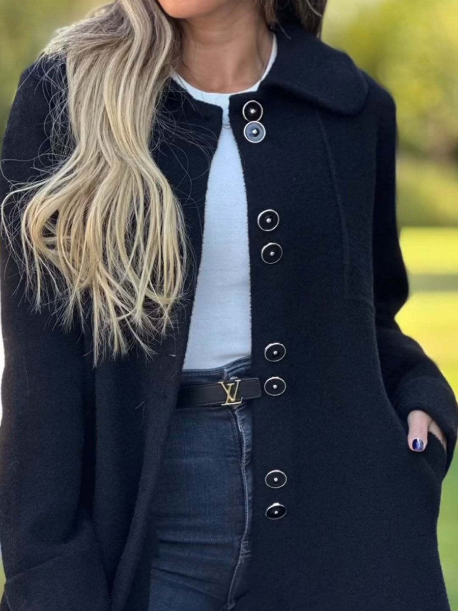 Damen Mantel Woll-Look Tailliert Mittellang Klassisch