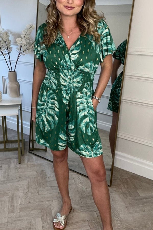Sommerkleid Damen Tropischer Druck Leicht