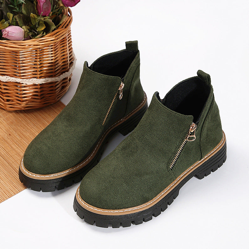 Damen Stiefeletten Reißverschluss Robust