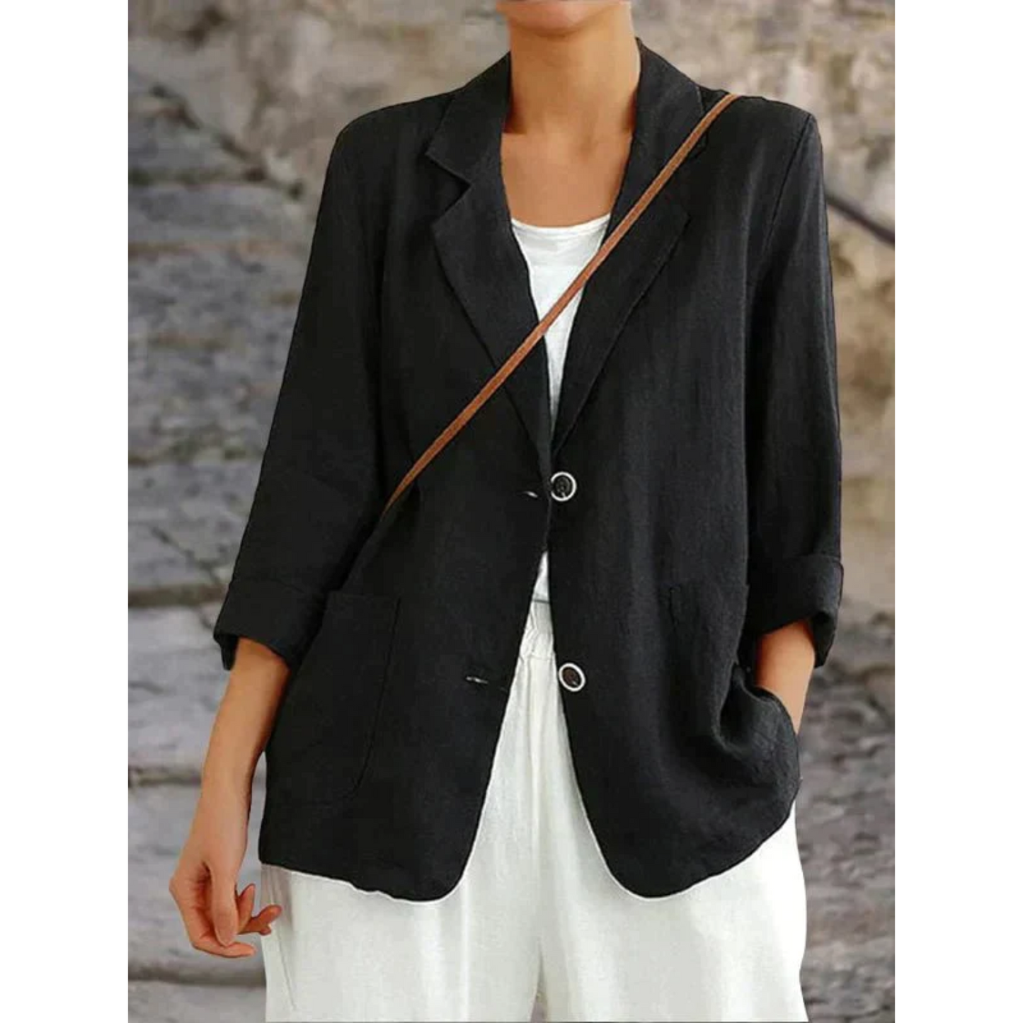 Leichter Damenblazer Reverskragen Elegant Beige