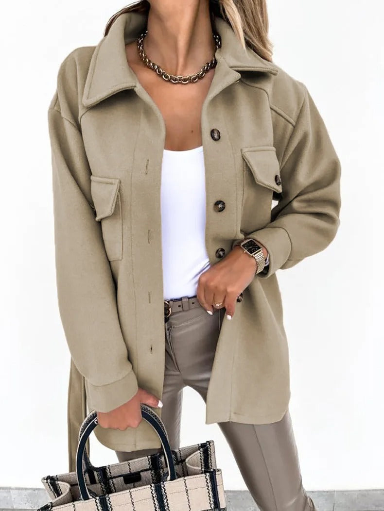 Norvielle Damen Sommerjacke Leichtes Woll Langjacke