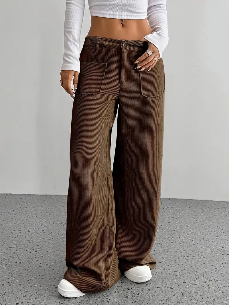 Damen Cordhose Baumwollmischung Weit